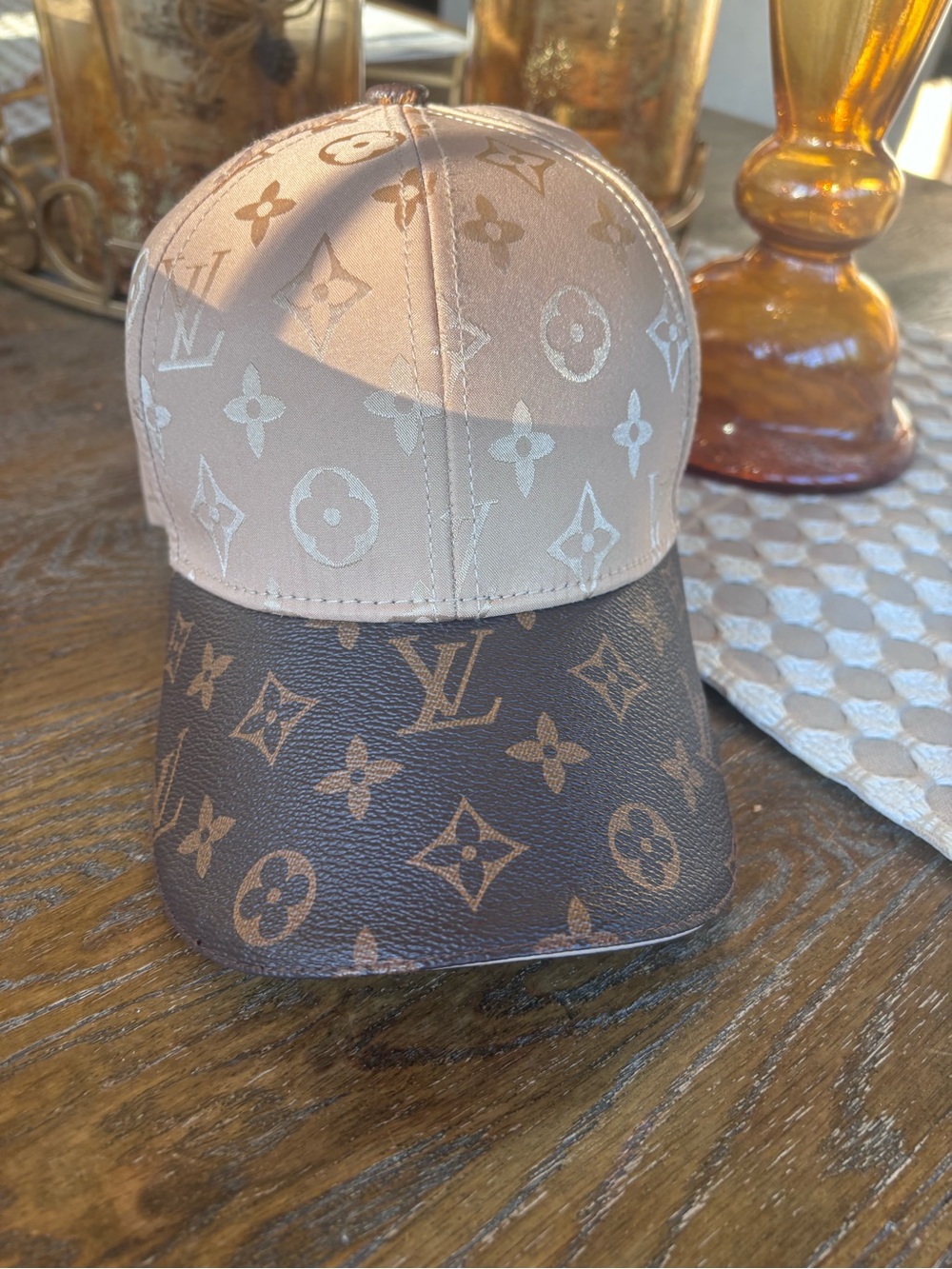 Fashion LV Two-Tone Monogram Cap - Beige & Brown with Louis Vuitton Dustbag